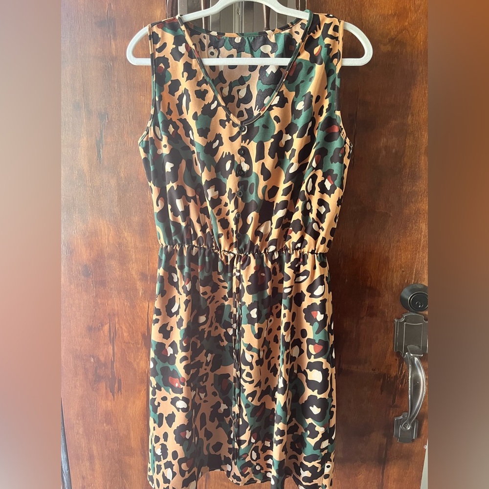Leopard Print Sleeveless Tank Dress